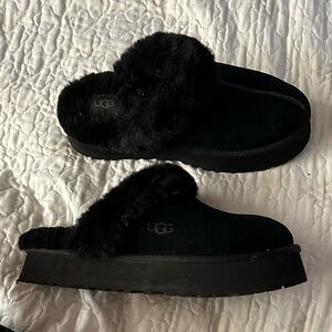 UGG Women's Plush Black Slippers